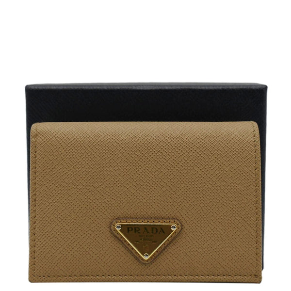 PRADA Small Saffiano Leather Wallet Light Brown