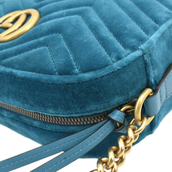 GUCCI Marmont Small Suede Crossbody Camera Bag Teal 447632