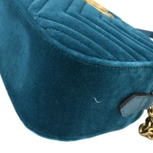 GUCCI Marmont Small Suede Crossbody Camera Bag Teal 447632