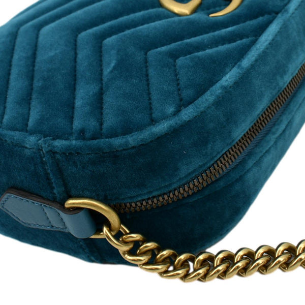 GUCCI Marmont Small Suede Crossbody Camera Bag Teal 447632
