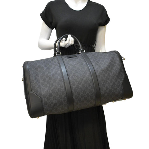 GUCCI Large Carry-On Soft GG Supreme Canvas  Duffle Bag Black 478323