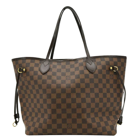 LOUIS VUITTON Neverfull MM Damier Ebene Shoulder Bag Brown