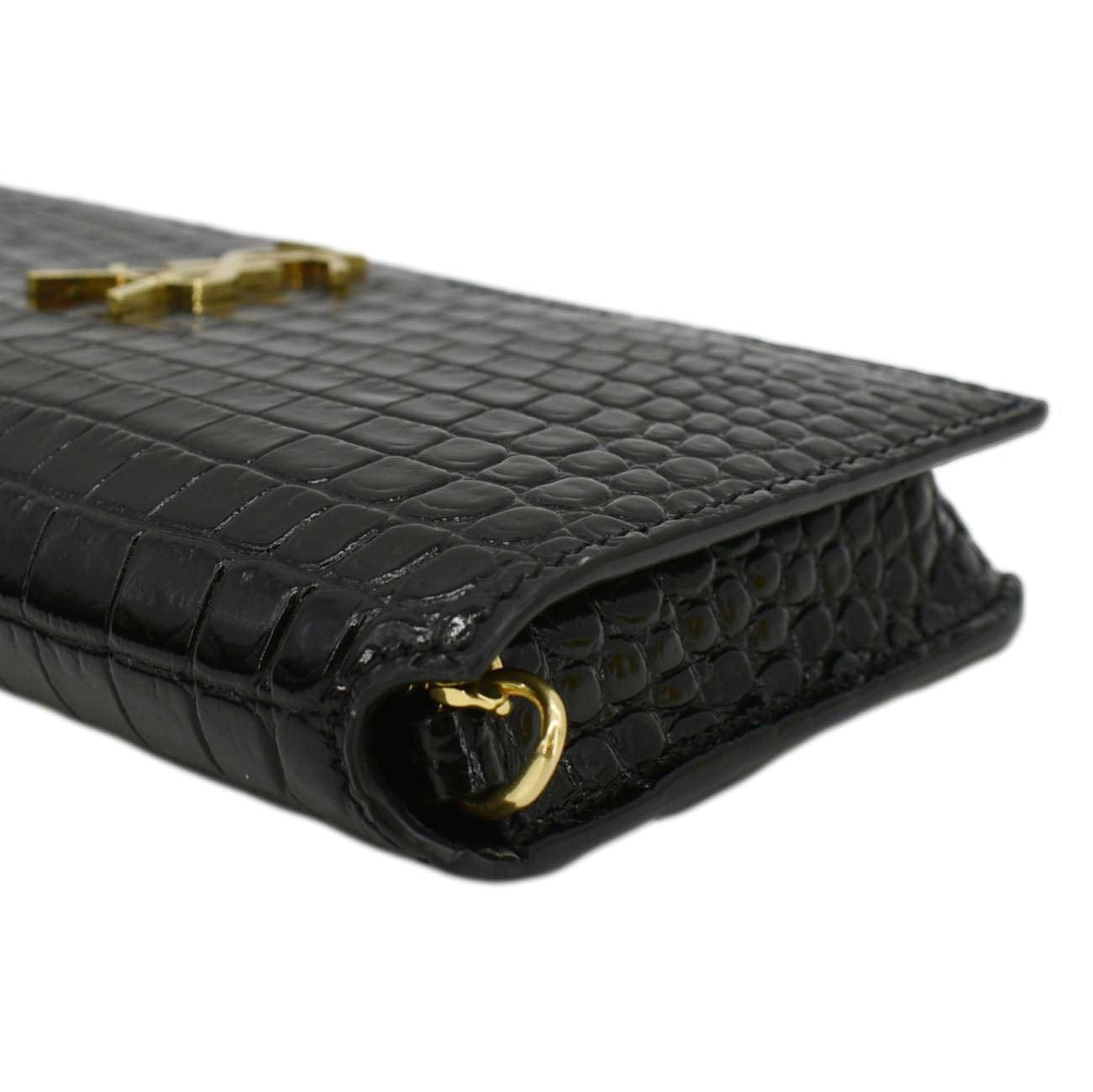 YVES SAINT LAURENT Kate Monogram Crocodile Leather Shoulder
