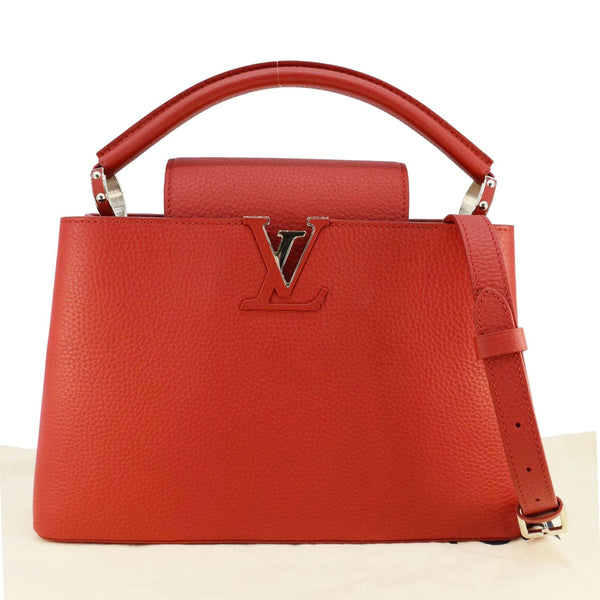 LOUIS VUITTON Capucines MM Taurillon Leather Satchel Bag Red