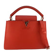 LOUIS VUITTON Capucines MM Taurillon Leather Satchel Bag Red