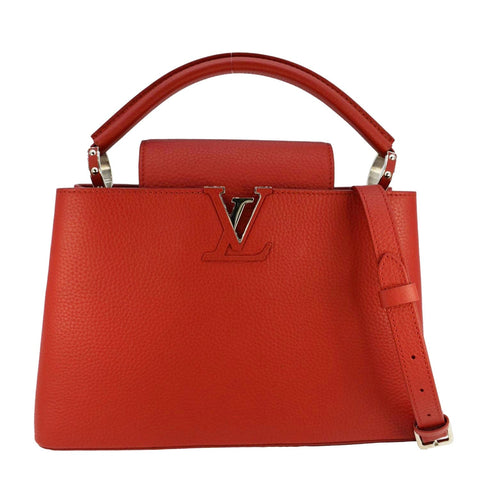 LOUIS VUITTON Capucines MM Taurillon Leather Satchel Bag Red