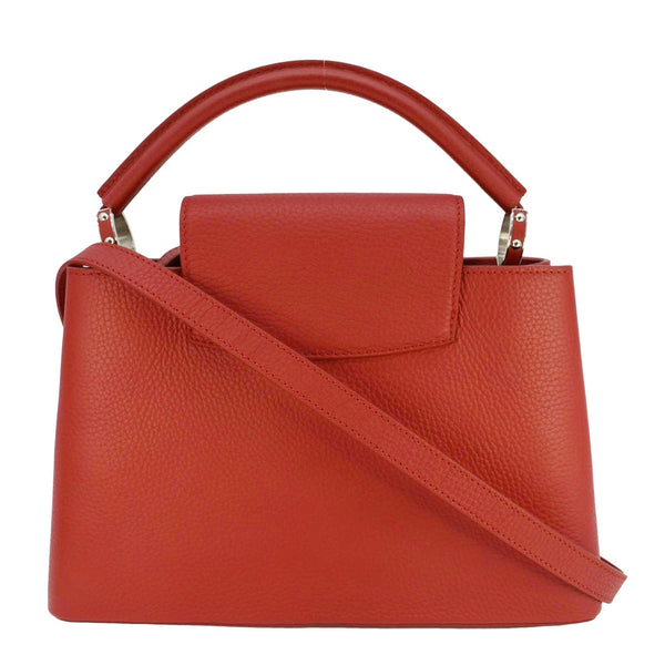 LOUIS VUITTON Capucines MM Taurillon Leather Satchel Bag Red