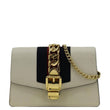 GUCCI Sylvie Super Mini Leather Crossbody Bag White 494646