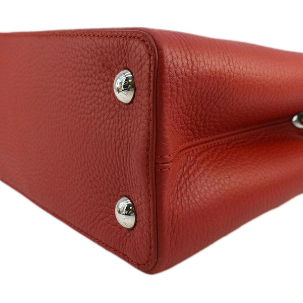 LOUIS VUITTON Capucines MM Taurillon Leather Satchel Bag Red