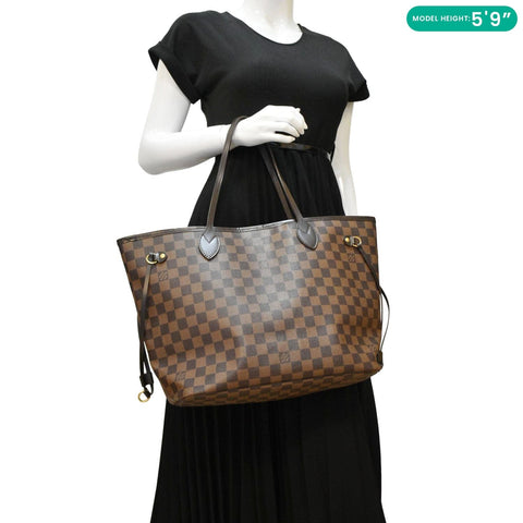 LOUIS VUITTON Neverfull MM Damier Ebene Shoulder Bag Brown