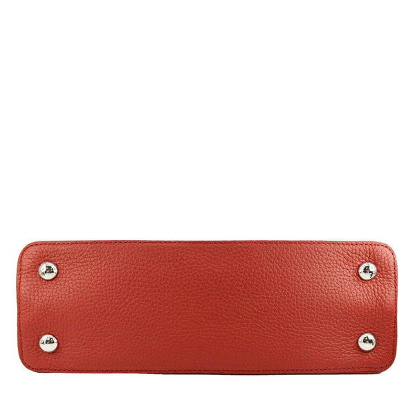 LOUIS VUITTON Capucines MM Taurillon Leather Satchel Bag Red