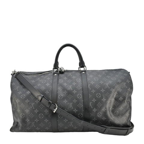 LOUIS VUITTON Keepall Bandouliere 55 Monogram Eclipse Travel Bag Black