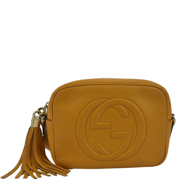 GUCCI Soho Disco Elegance: Leather Crossbody Bag Orange with front view