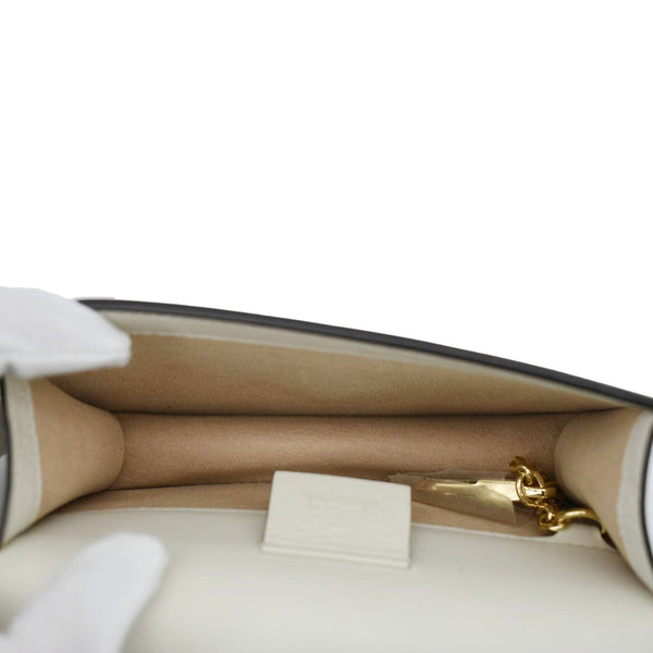 GUCCI Sylvie Super Mini Leather Crossbody Bag White 494646