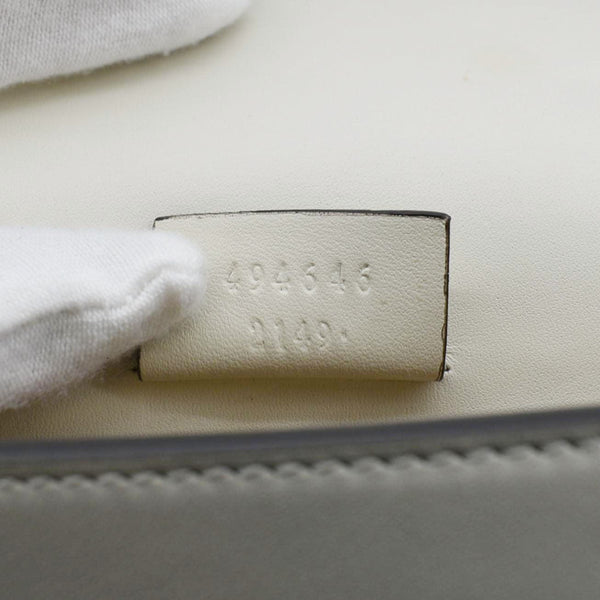 GUCCI Sylvie Super Mini Leather Crossbody Bag White 494646