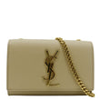 YVES SAINT LAURENT Kate Leather Chain Clutch Crossbody Bag Cream