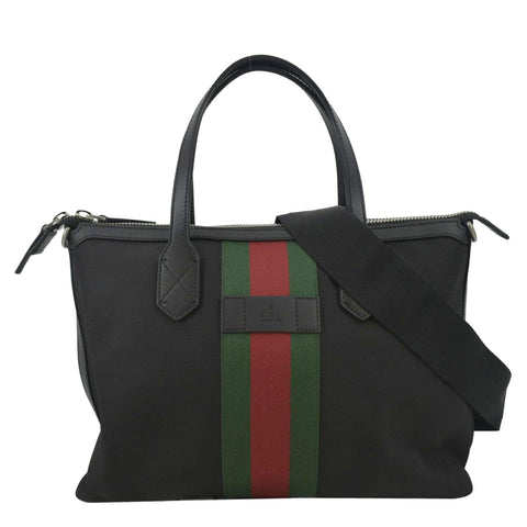 GUCCI Nylon Web Top Handle Shoulder Bag Black 630923