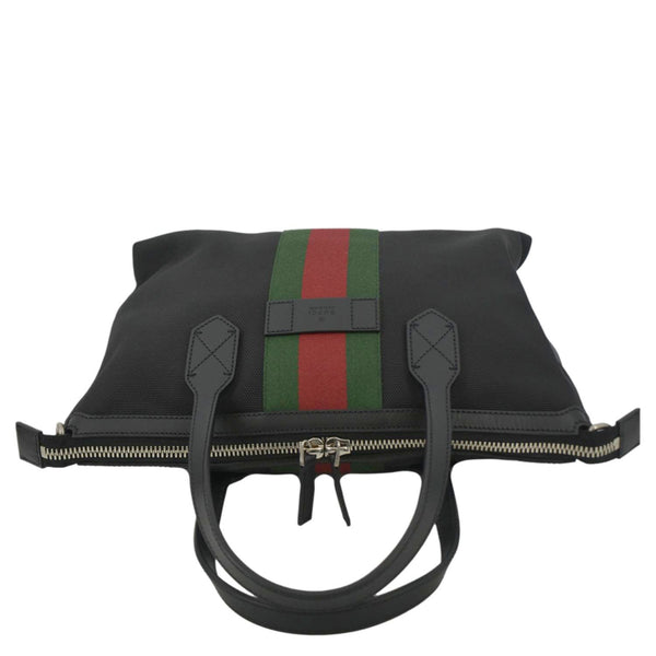 GUCCI Nylon Web Top Handle Shoulder Bag Black 630923