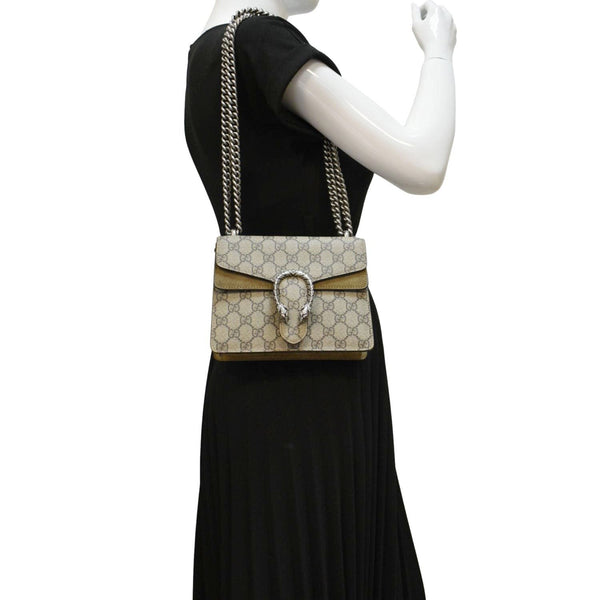 GUCCI Dionysus Mini GG Supreme Canvas Crossbody Bag Beige 421970
