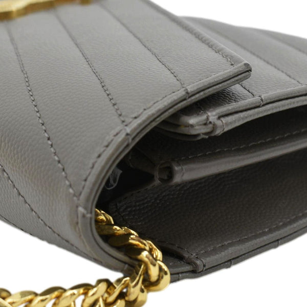YVES SAINT LAURENT Kate Leather Chain Clutch Crossbody Bag Grey
