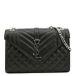YVES SAINT LAURENT Envelope Mix Matelassé Chain Leather Shoulder Bag Black