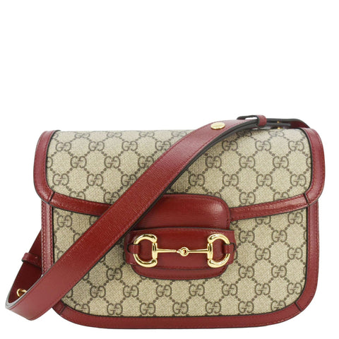 GUCCI Horsebit 1955 GG Supreme Canvas Shoulder Bag Beige 602204