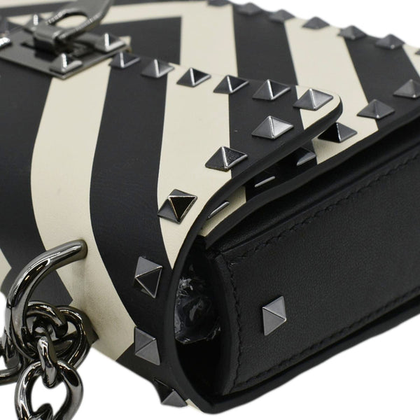 VALENTINO Garavani Rockstud V-Stripe Leather Crossbody Bag Black
