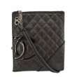 CHANEL Cambon Flat Calfskin Leather Messenger Bag Black