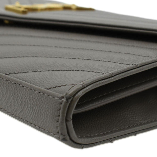 YVES SAINT LAURENT Kate Leather Chain Clutch Crossbody Bag Grey