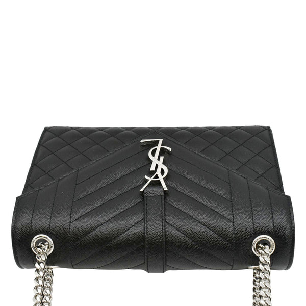 YVES SAINT LAURENT Envelope Mix Matelassé Chain Leather Shoulder Bag Black
