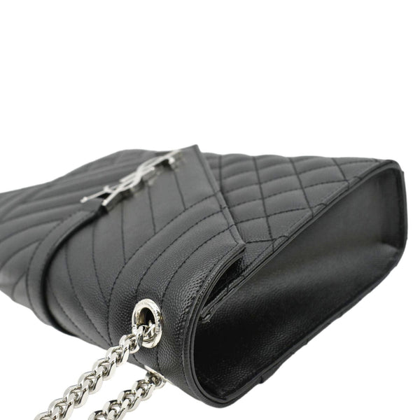 YVES SAINT LAURENT Envelope Mix Matelassé Chain Leather Shoulder Bag Black