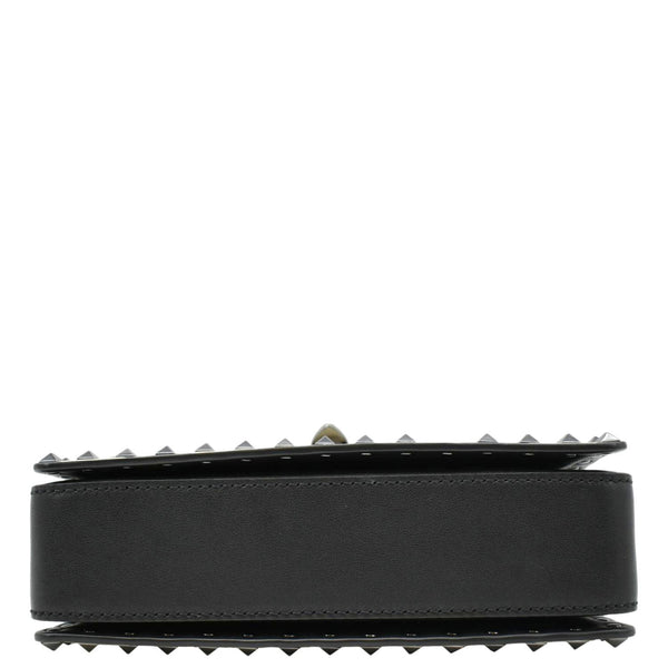 VALENTINO Garavani Rockstud V-Stripe Leather Crossbody Bag Black