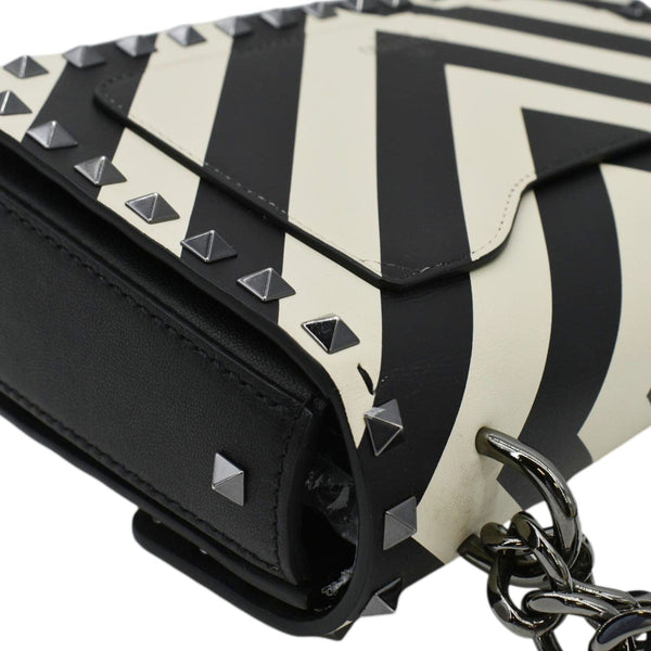 VALENTINO Garavani Rockstud V-Stripe Leather Crossbody Bag Black