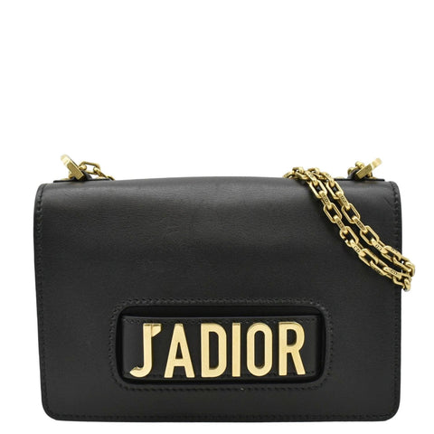CHRISTIAN DIOR J'Adior Medium Leather Flap Chain Shoulder Bag Black