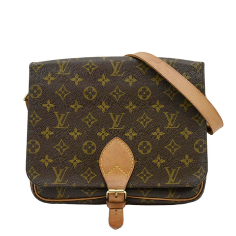 LOUIS VUITTON Cartouchiere MM Monogram Canvas Crossbody Bag Brown