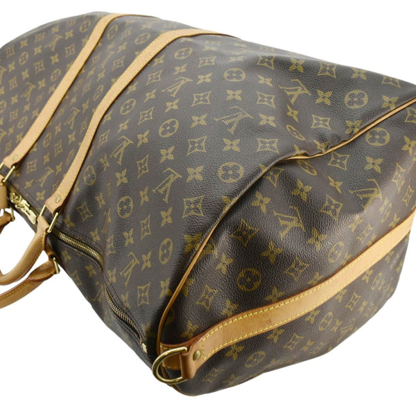 LOUIS VUITTON Keepall 60 Bandouliere Monogram Canvas Travel Bag Brown