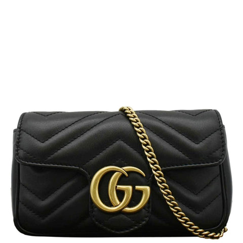 GUCCI GG Marmont Super Mini Matelasse Leather Crossbody Bag Black 476433