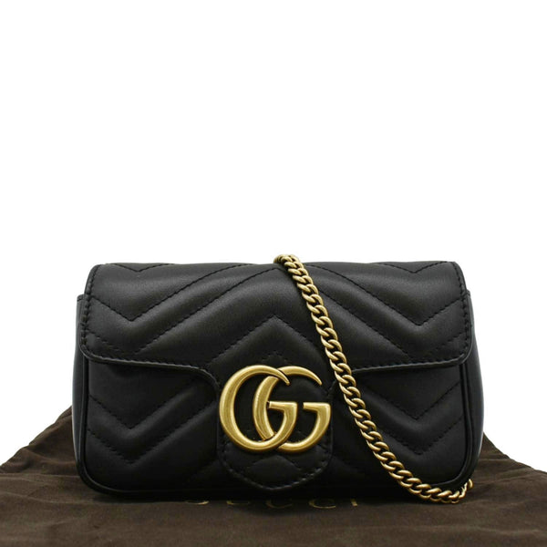 GUCCI GG Marmont Super Mini Crossbody Bag Black front side