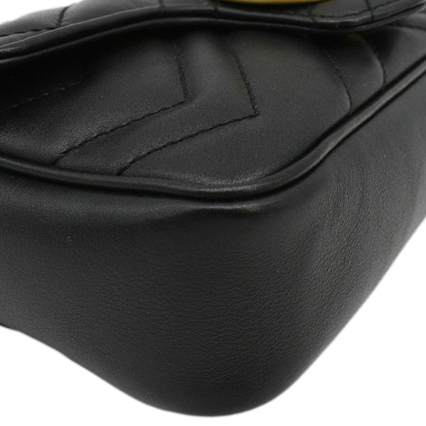 GUCCI GG Marmont Super Mini Matelasse Leather Crossbody Bag Black 476433
