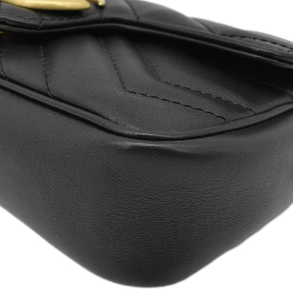 GUCCI GG Marmont Super Mini Matelasse Leather Crossbody Bag Black 476433