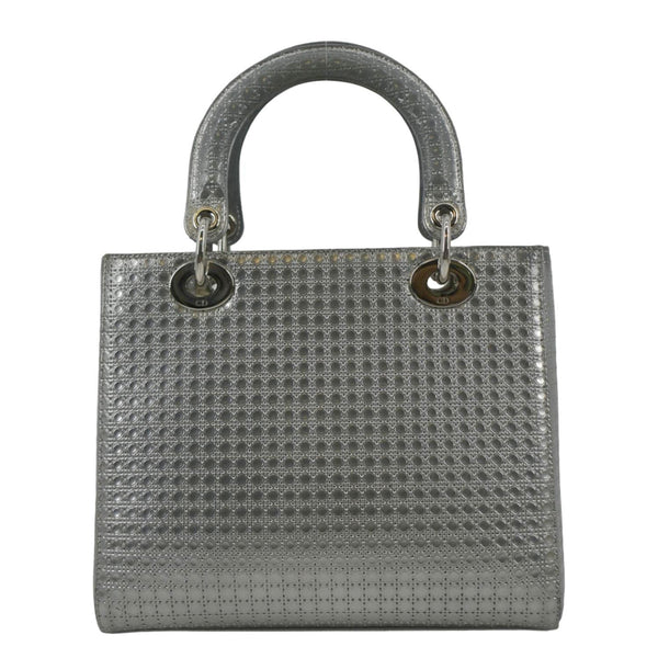 CHRISTIAN DIOR Lady Dior Leather Shoulder Bag Metallic with front view