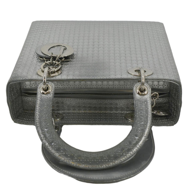 CHRISTIAN DIOR Lady Dior Leather Shoulder Bag Metallic with land scap view