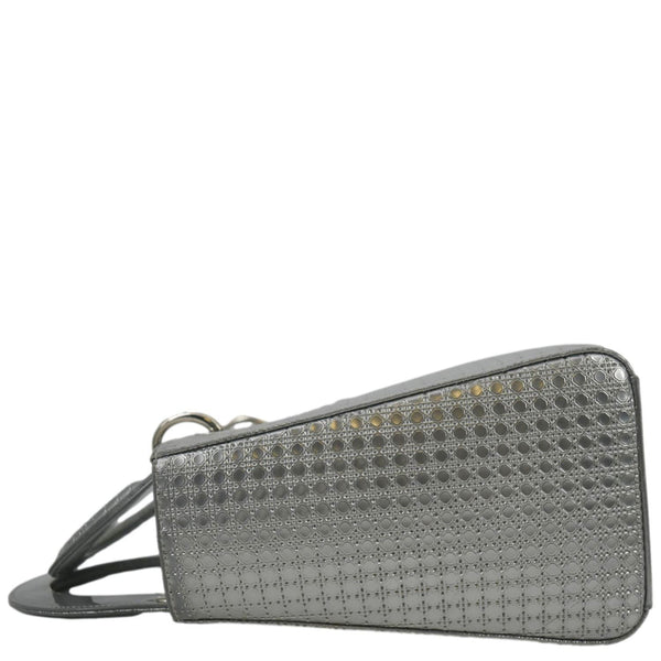 CHRISTIAN DIOR Lady Dior Leather Shoulder Bag Metallic with right side of view