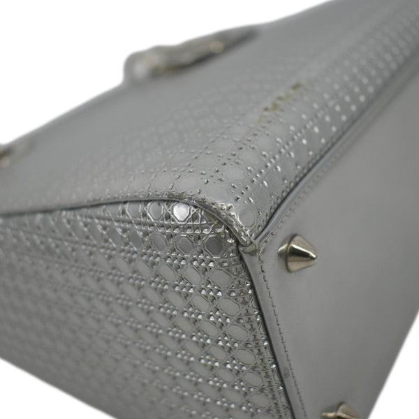 CHRISTIAN DIOR Lady Dior Leather Shoulder Bag Metallic with lower right side view