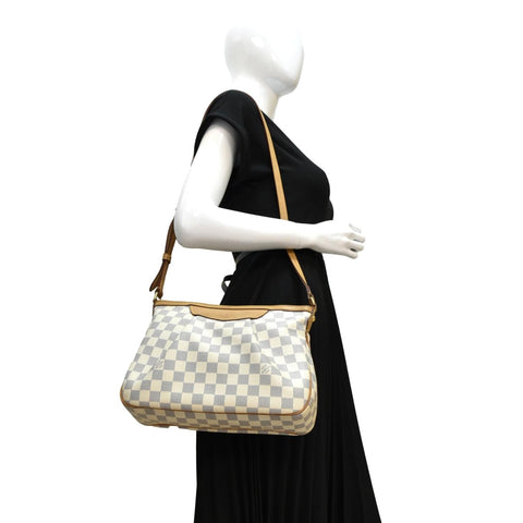 LOUIS VUITTON Siracusa PM Damier Azur Shoulder Bag White
