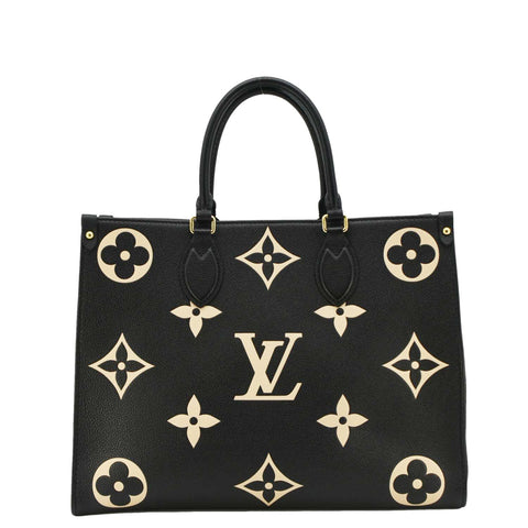 LOUIS VUITTON Onthego MM Giant Monogram Empreinte Leather Tote Bag Bicolor