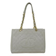 CHANEL Grand Shopping Caviar Leather Tote Bag White