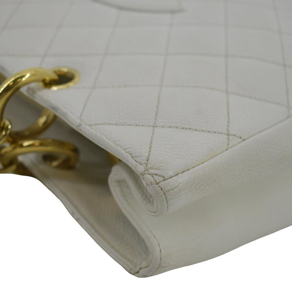 CHANEL Grand Shopping Caviar Leather Tote Bag White