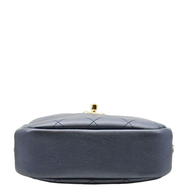 CHANEL Casual Trip Camera Small Metallic Leather Crossbody Bag Blue