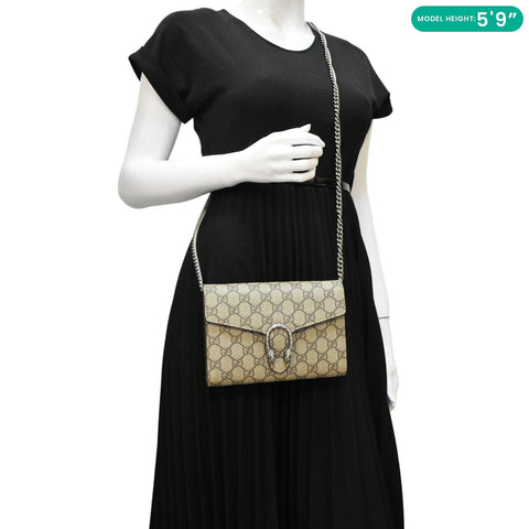 GUCCI Dionysus Small GG Supreme Canvas Crossbody Bag Beige  401231